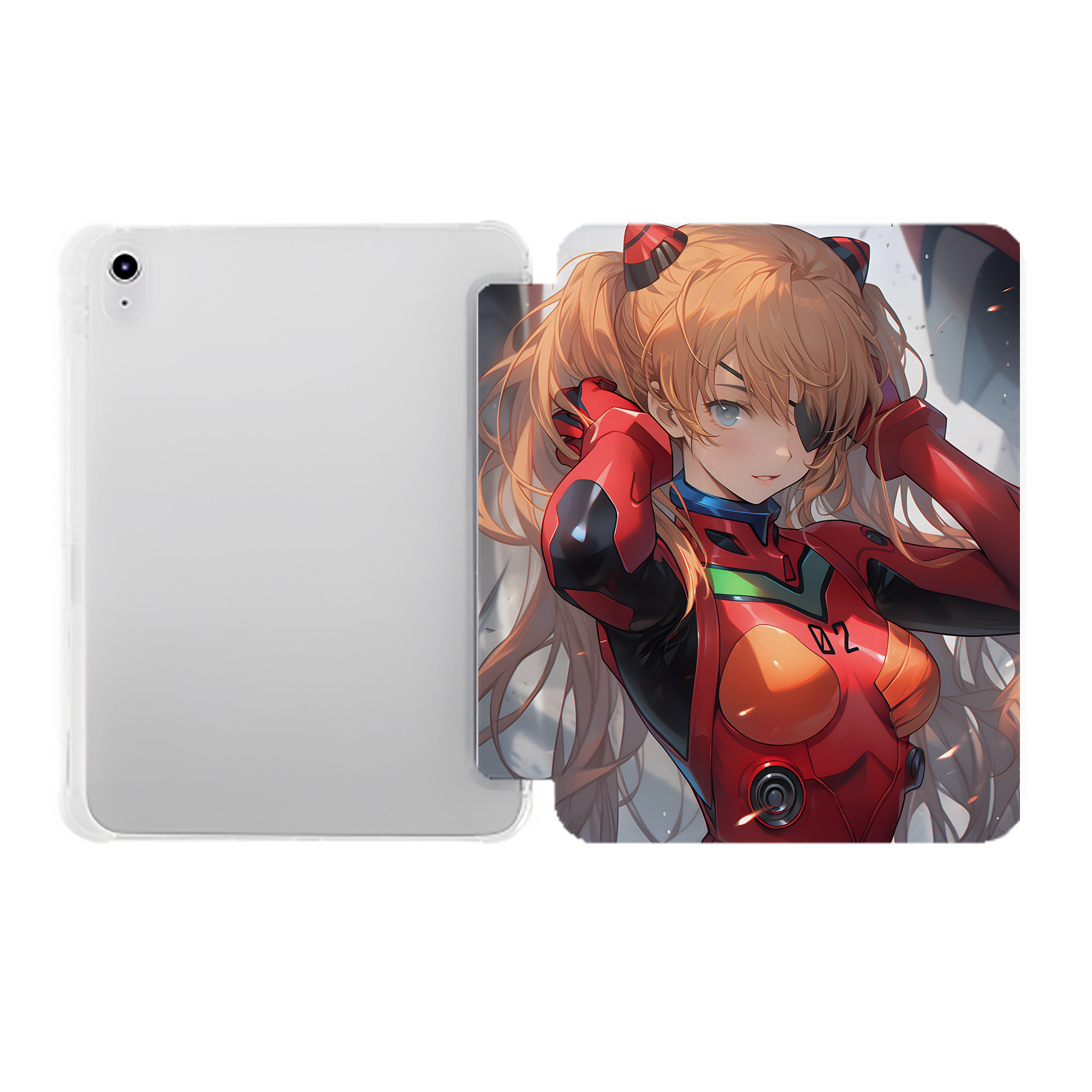 （画像用） EVA 新世紀エヴァンゲリオン IPad ケース ペン収納付き 三つ折りスタンド PUレザー×シリコン 対応機種9.5/10.5/10.9インチ